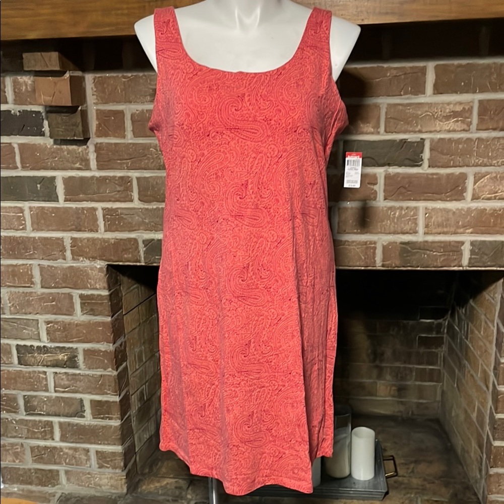 Basic Editions Red Paisley Midi Dress